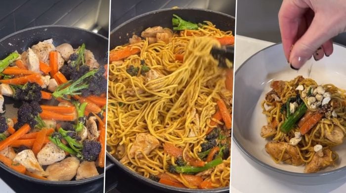 Creamy peanut chicken noodles for lunch
