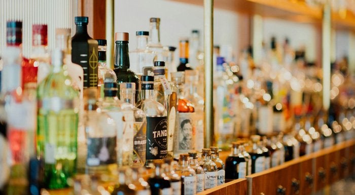 bar with alcohol