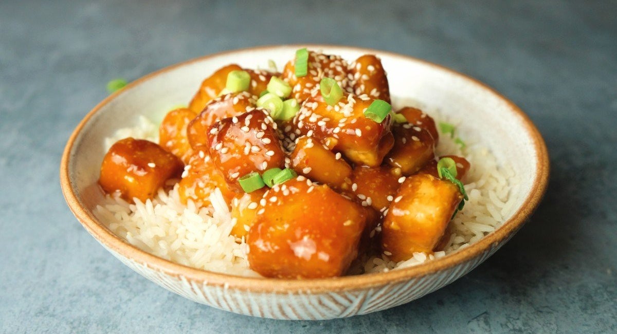 sticky sesame tofu meal prep