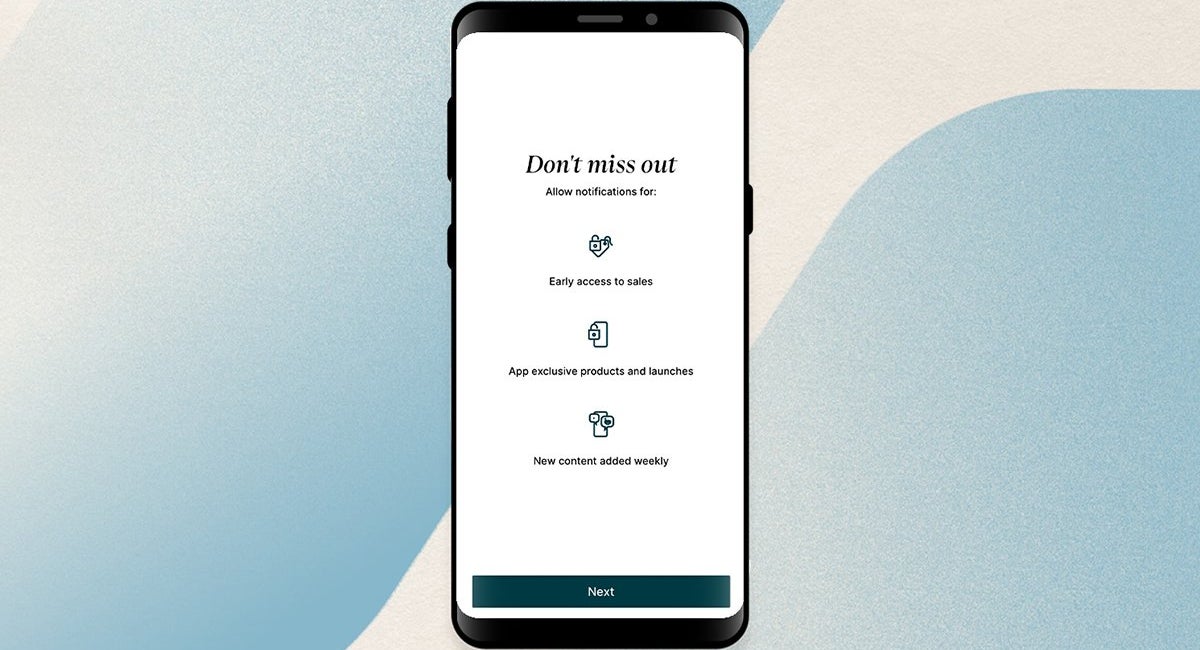 Myprotein app benefits displayed on a smartphone