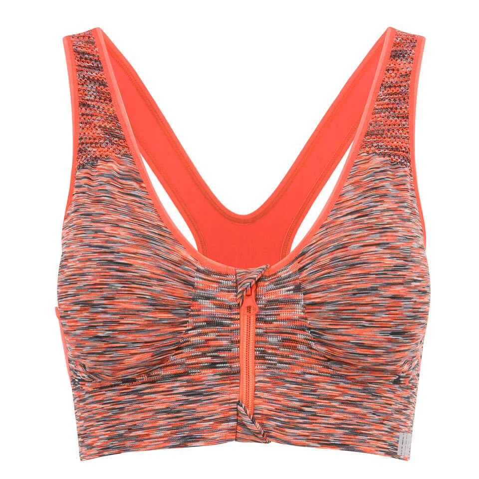 Myprotein Women's Medium Support Zip Front Sports Bra - Orange Marl Image 1