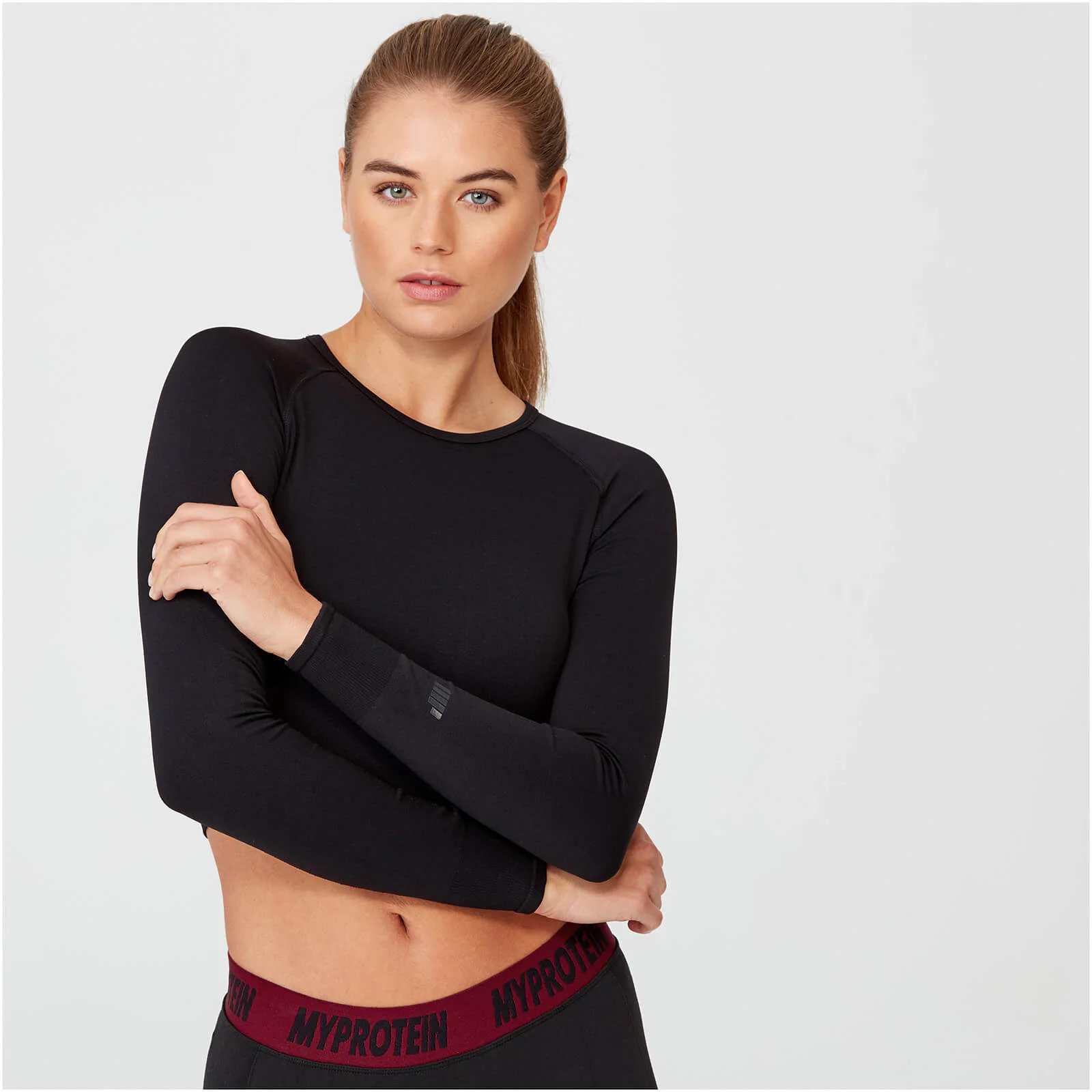MP Women's Shape Seamless Crop Top - Black - L Image 1