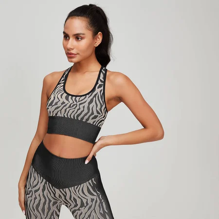 MP Women's Animal Zebra Seamless Sports Bra - Black/Praline