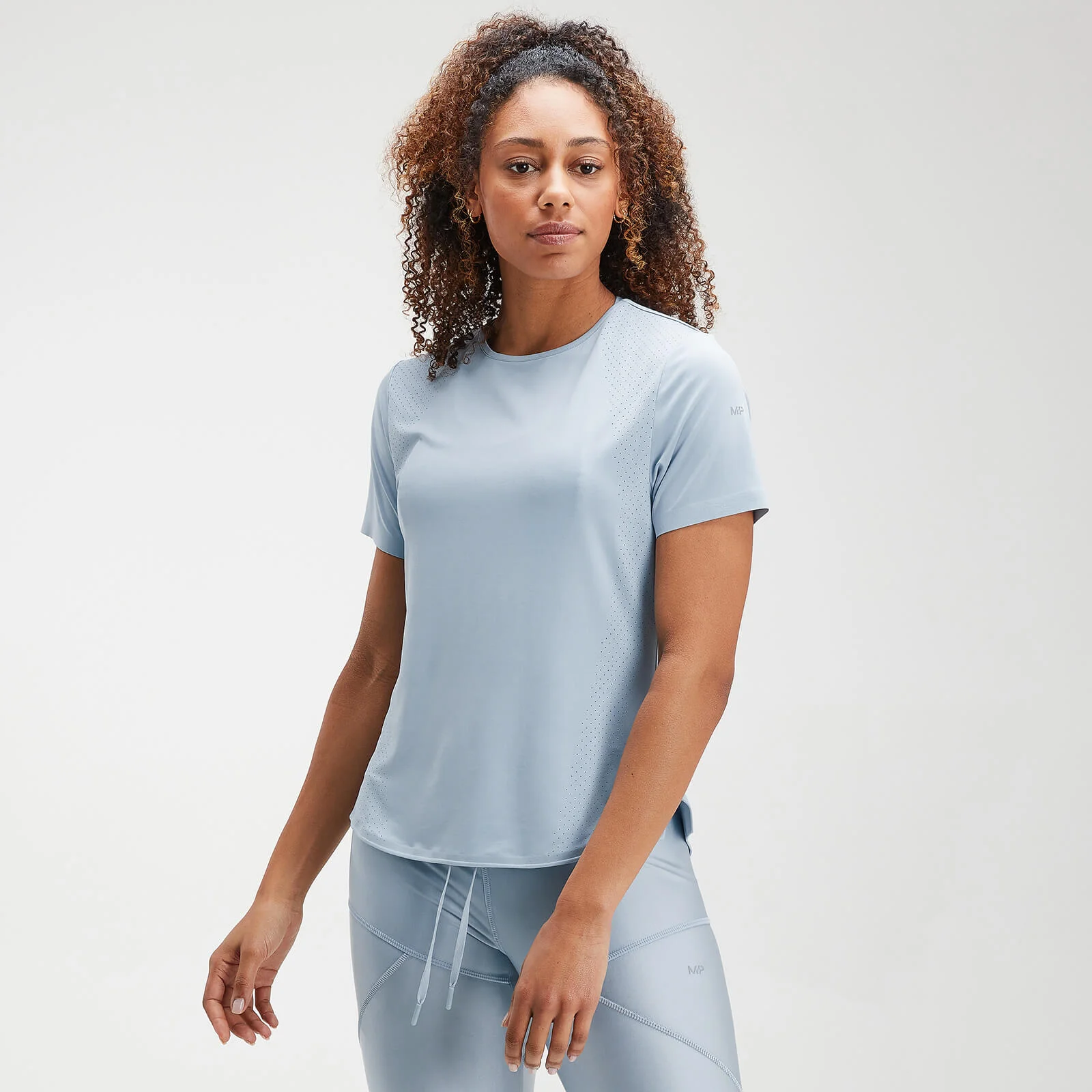MP Women's Velocity Short Sleeve Top- Light Blue - XXS Image 1