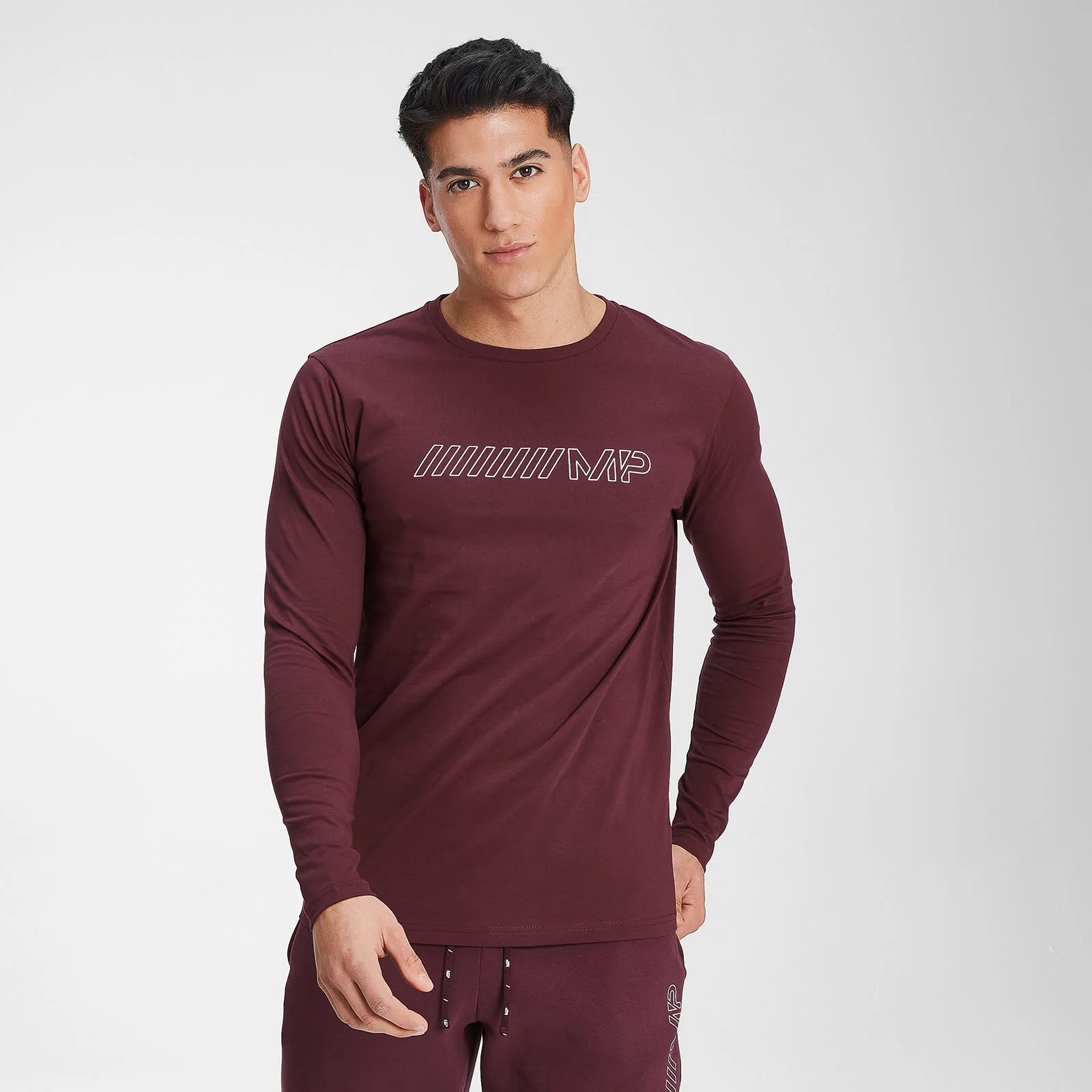 MP Men's Outline Graphic Long Sleeve Top - Washed Oxblood - XXS Image 1