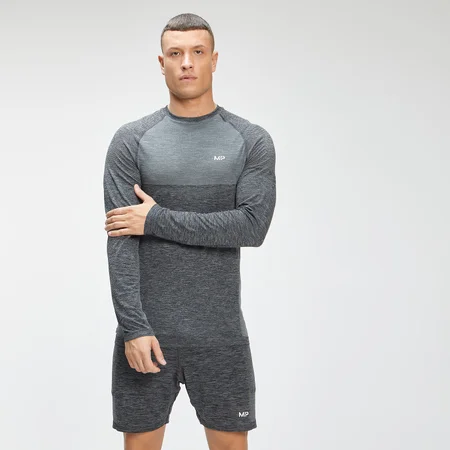 MP Men's Seamless Long Sleeve Top - Dark Grey Marl