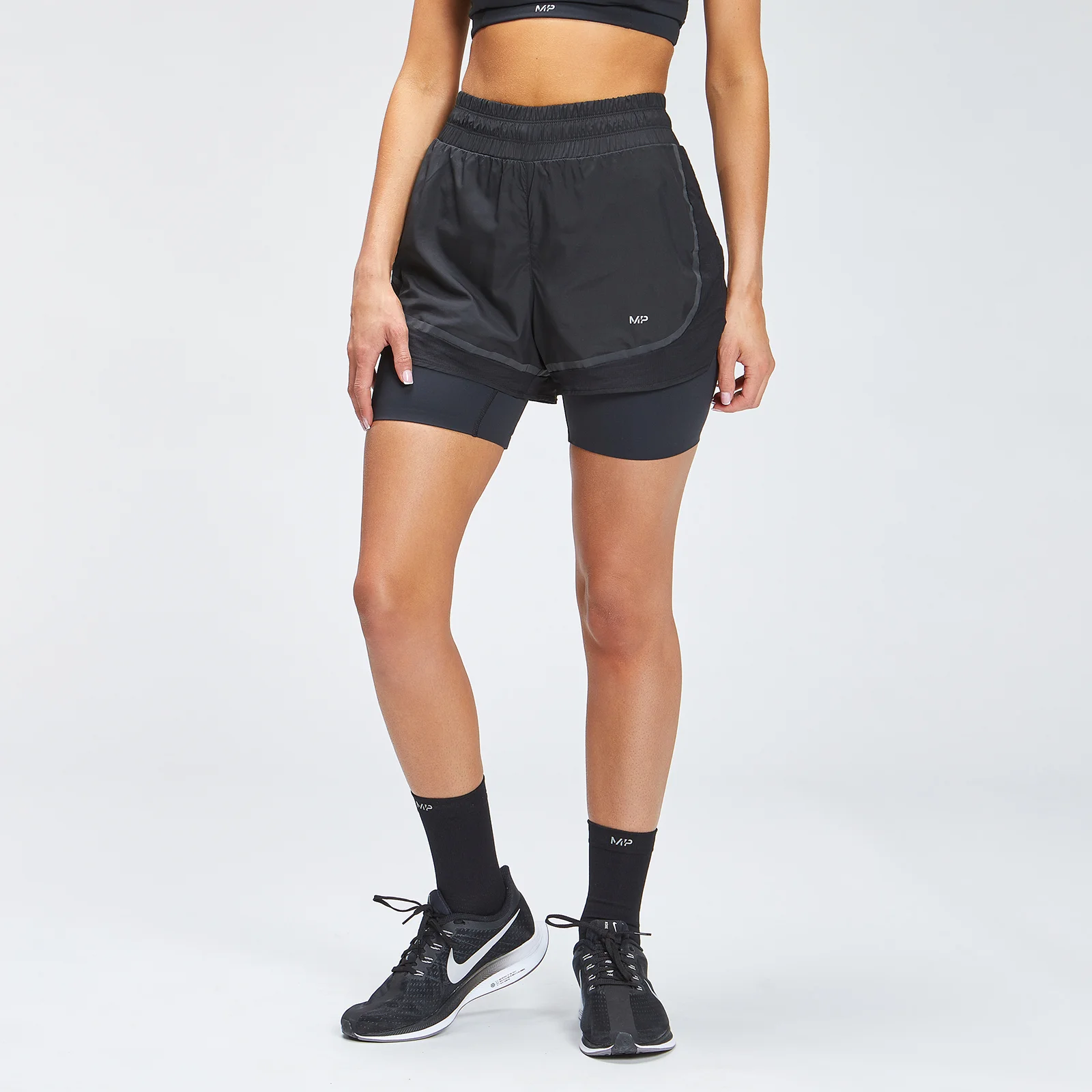 MP Women's Velocity Running Double Layer Shorts - Black - XXS Image 1