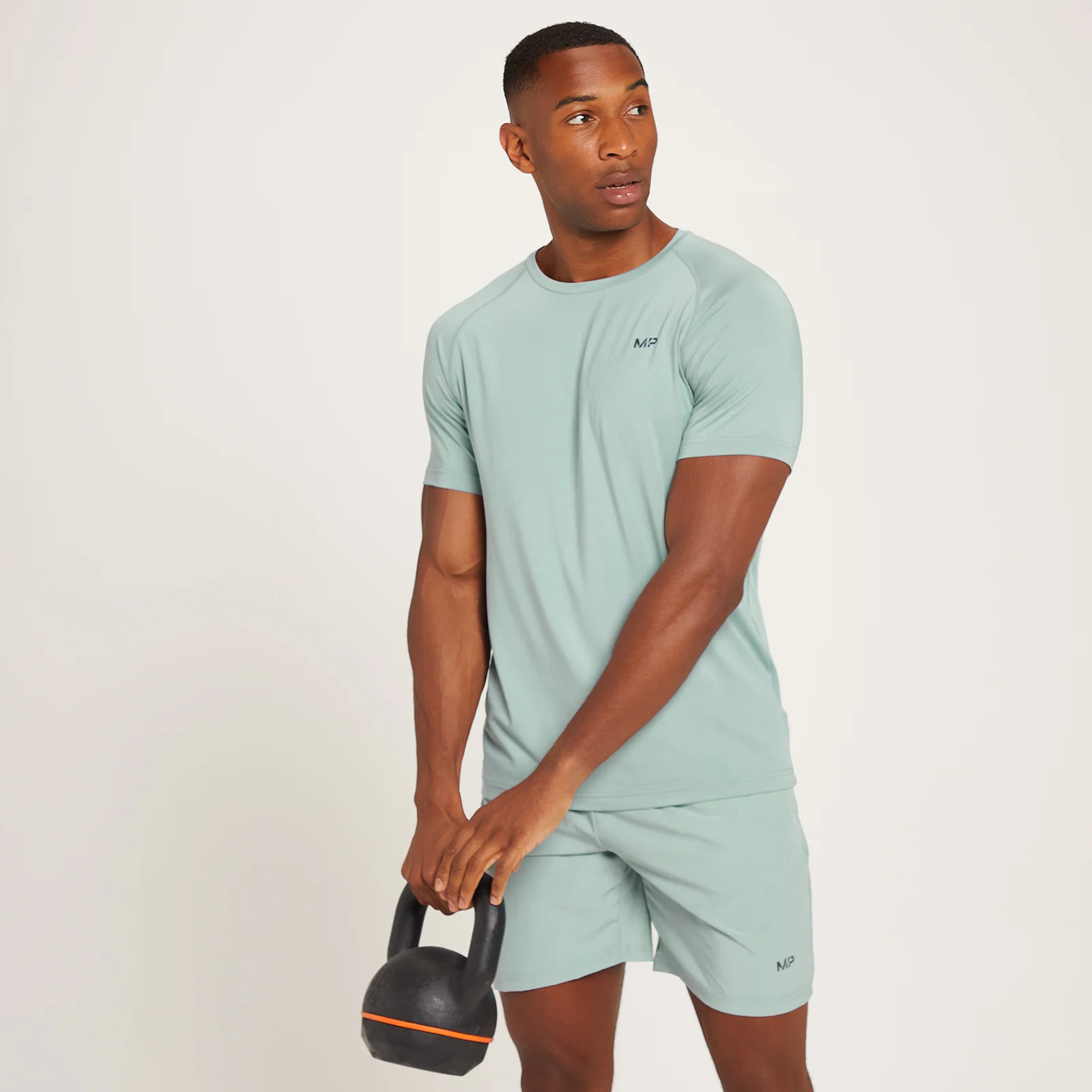 MP Men's Linear Mark Graphic Training Short Sleeve T-Shirt - Ice Blue - XXS Image 1