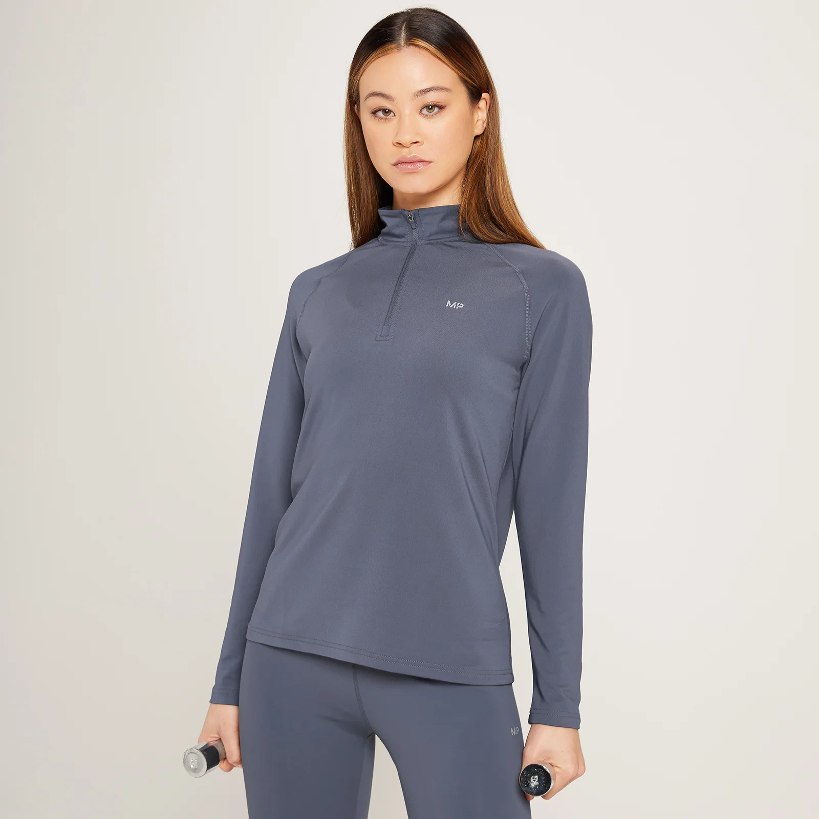 MP Women's Linear Mark Training 1/4 Zip Top - Graphite - XXS Image 1