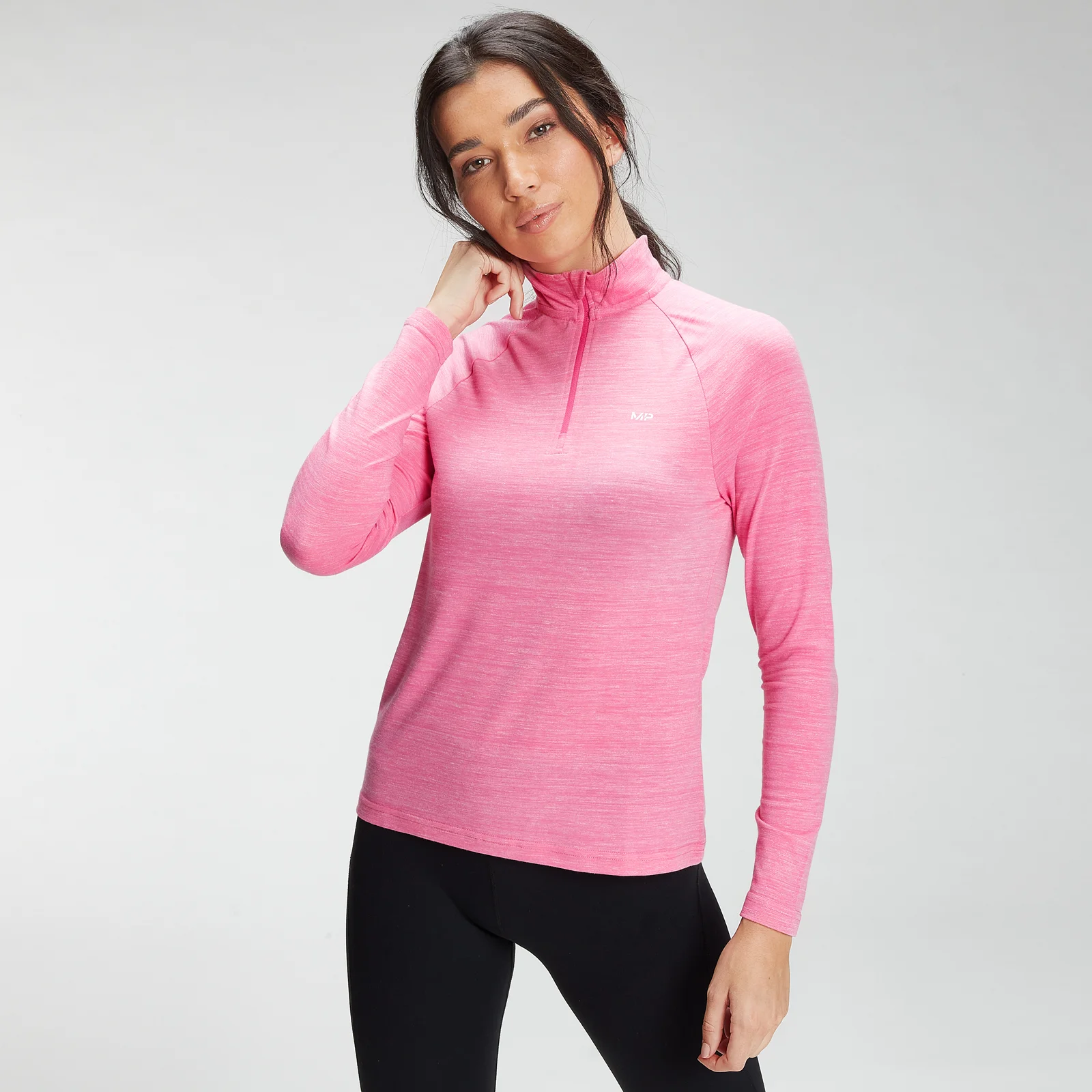 MP Women's Performance Training 1/4 Zip Top - Candyfloss Marl with White Fleck - XXS Image 1