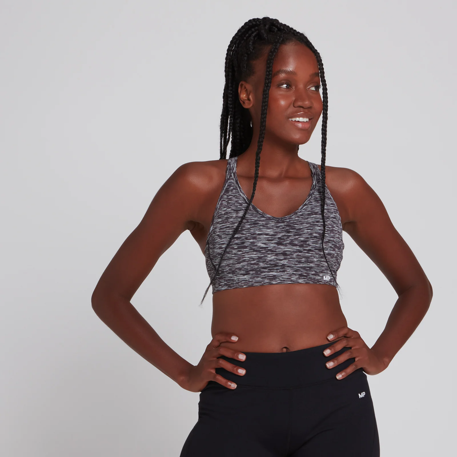 MP Power Mesh Sports Bra - Black Space Dye - XXS Image 1