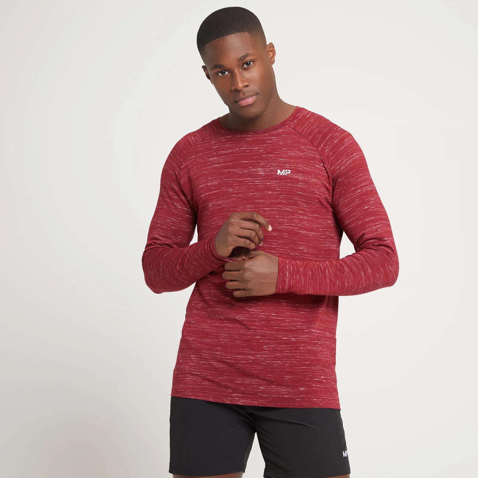 MP Men's Performance Long Sleeve Top - Cherry Marl - XS Image 1