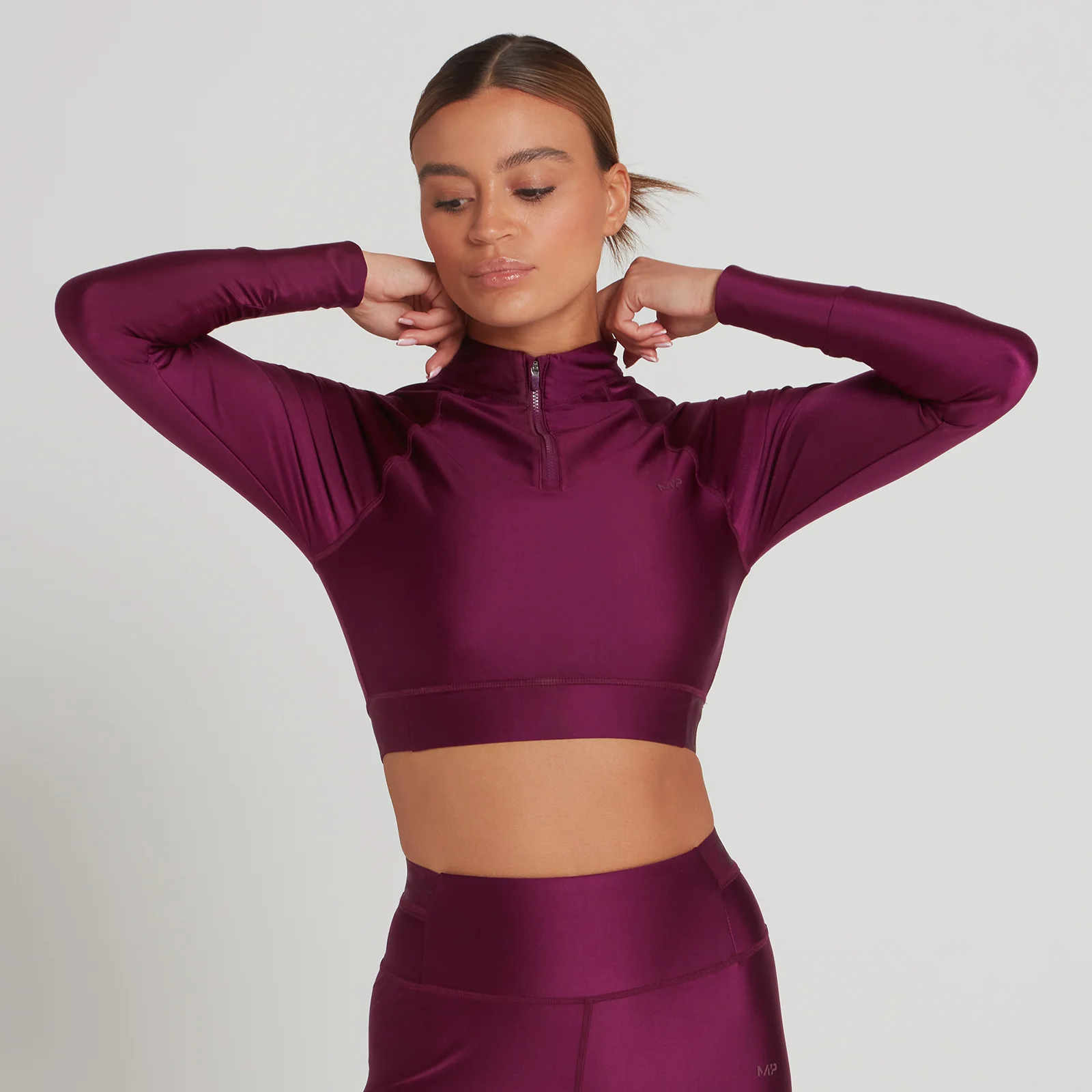 Limited Edition MP Women's Engage Long Sleeve Crop 1/4 Zip Top - Deep Purple - XXS Image 1