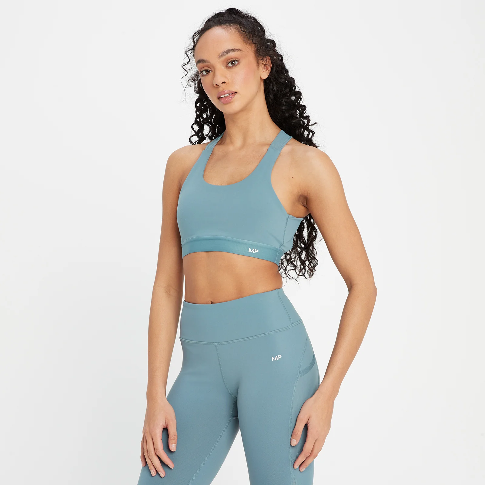 MP Women's Power Cross Back Sports Bra - Pebble Blue - XXS Image 1