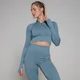MP Women's Tempo Rib Seamless Crop 1/4 Zip - Graphine Blue