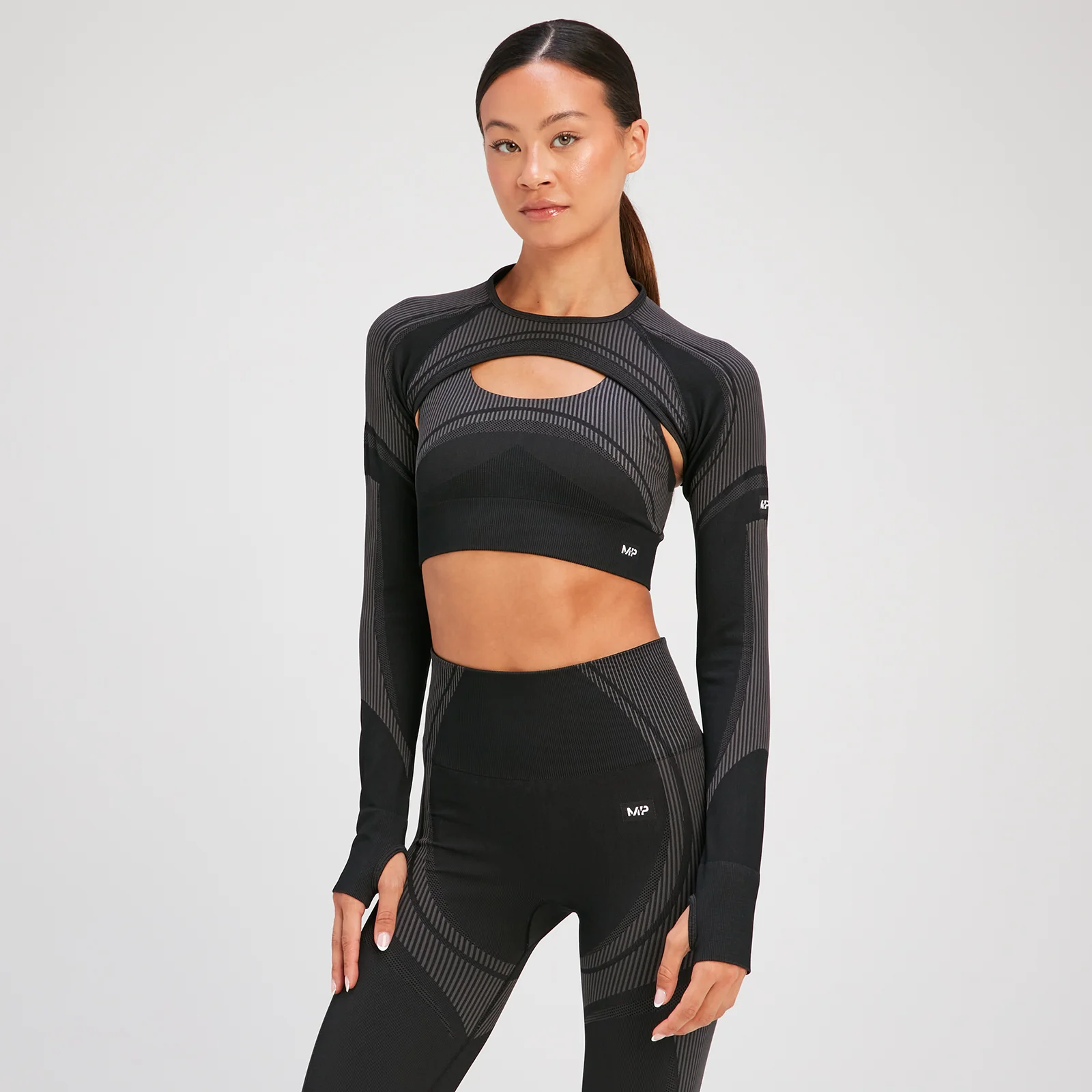 MP Women's Tempo Ultra Seamless Long Sleeve Crop Top - Black - XS Image 1