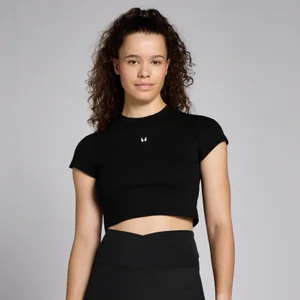 MP Women's Basics Body Fit Short Sleeve Crop T-Shirt - Black - Size S