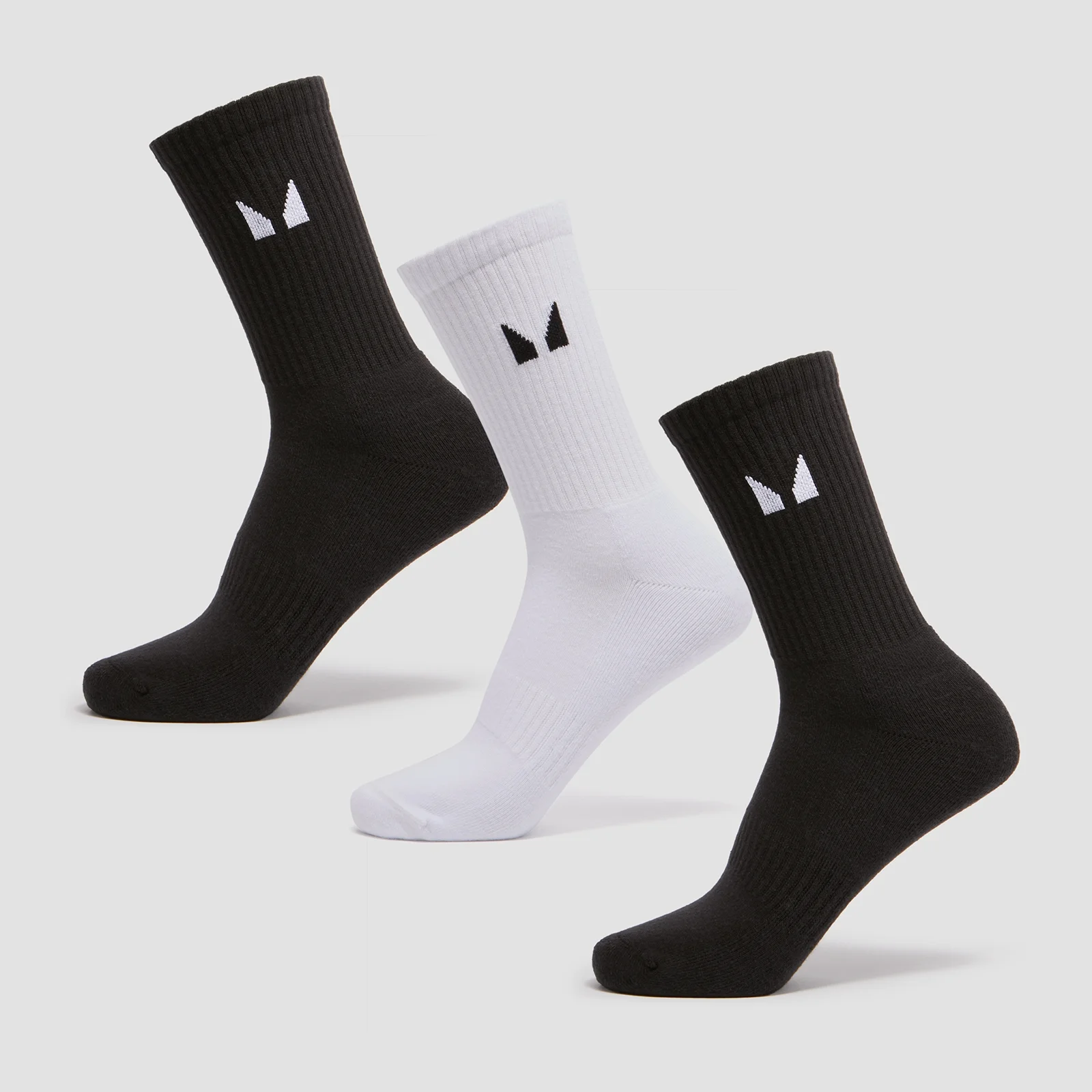MP Unisex Crew Socks (3 Pack) - Black/White - UK 6-8 Image 1