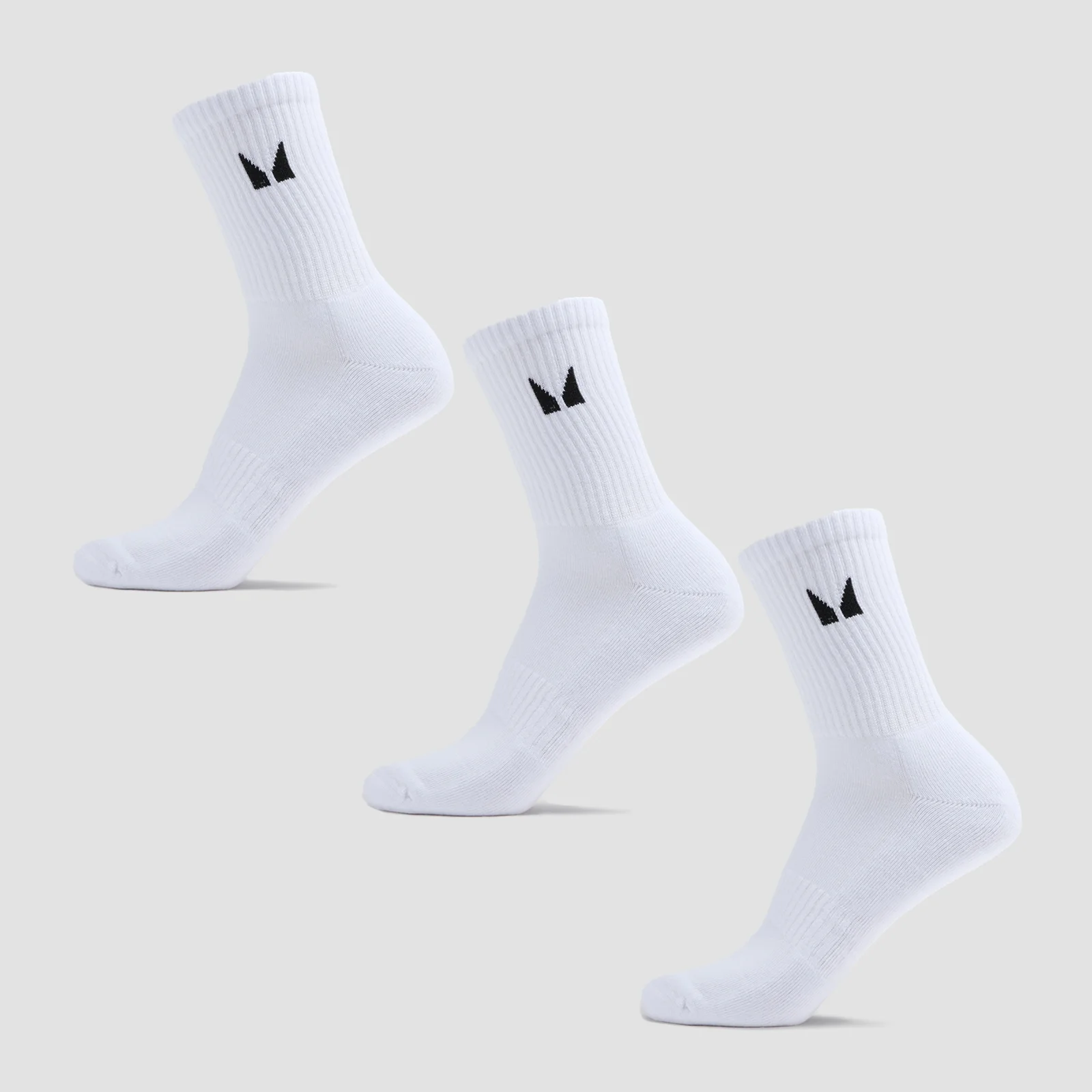 MP Unisex Crew Socks (3 Pack) - White - UK 12-14 Image 1