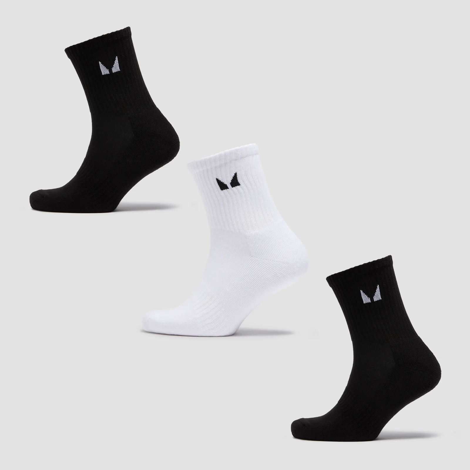 MP Unisex Crew Socks (3 Pack) - Black/White - UK 9-11 Image 1