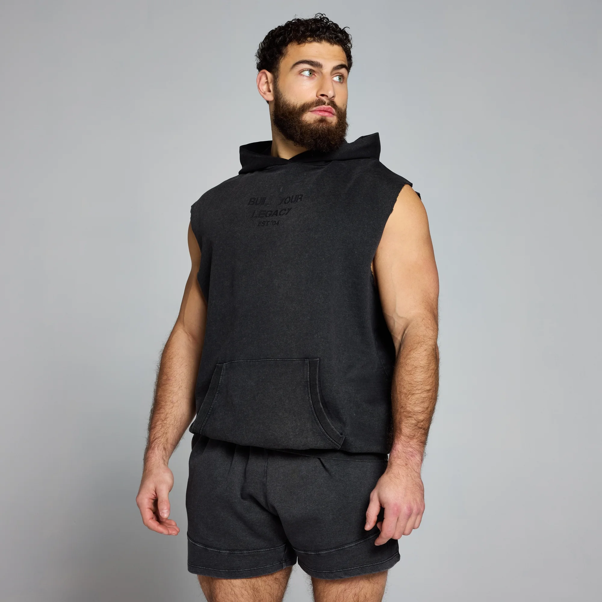 MP Men's Origin Washed Graphic Sleeveless Hoodie - Washed Black - XS Image 1