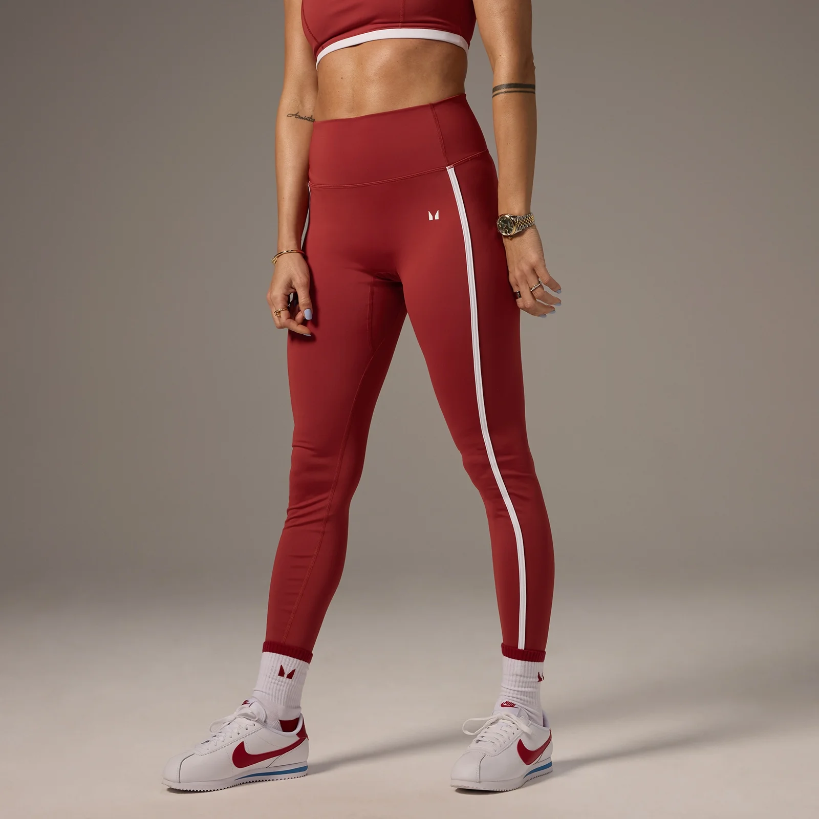 MP X Tatiana Contrast Striped Leggings - Washed Rust - XS Image 1