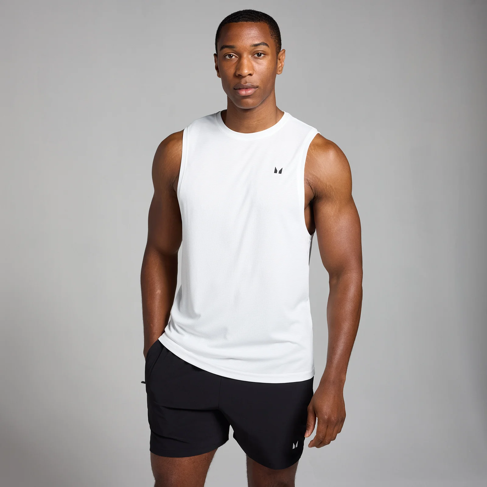 MP Men's Active Grid Training Tank Top - White - XS Image 1