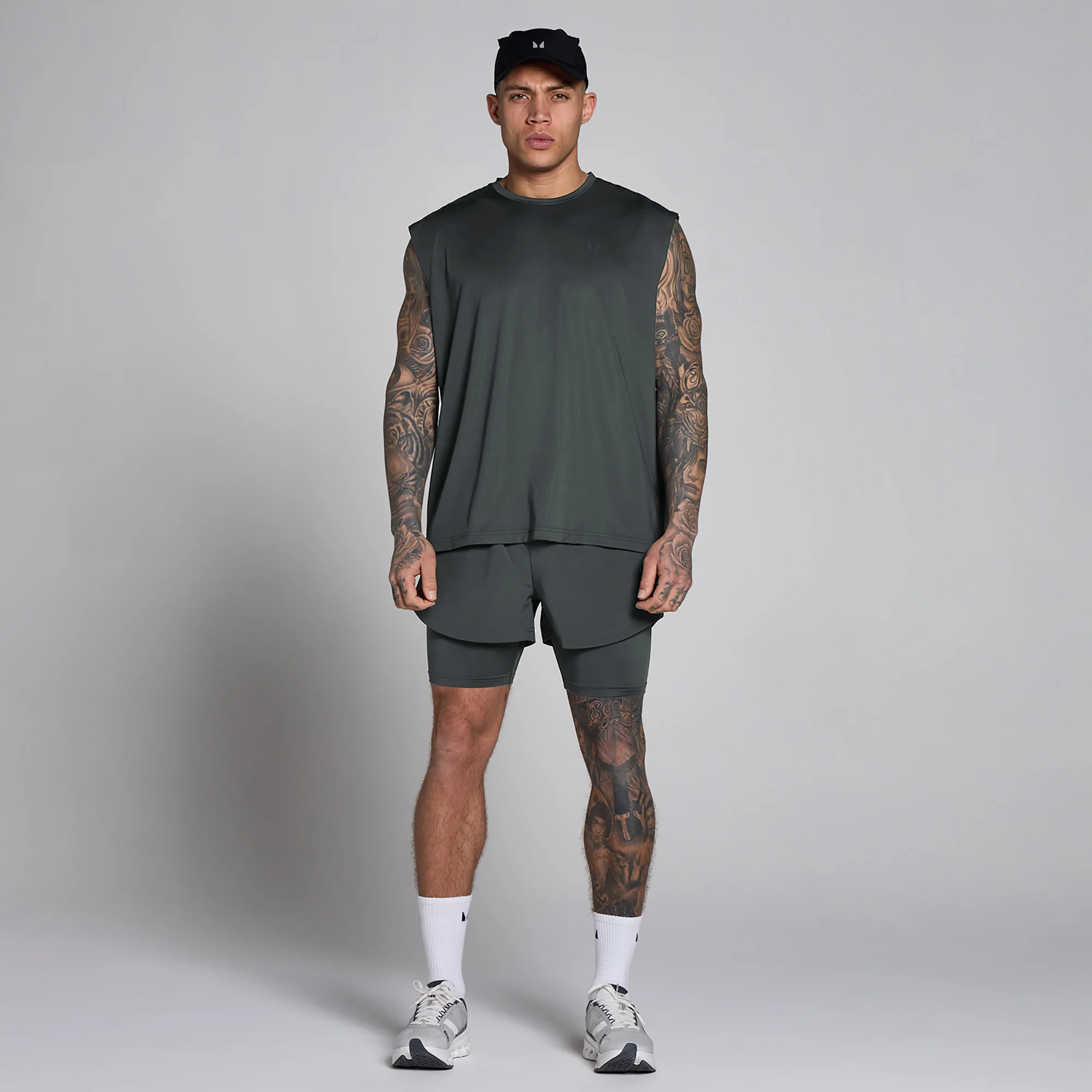 MP Men's Hybrid Oversized Mesh Tank - Washed Black - XS Image 3