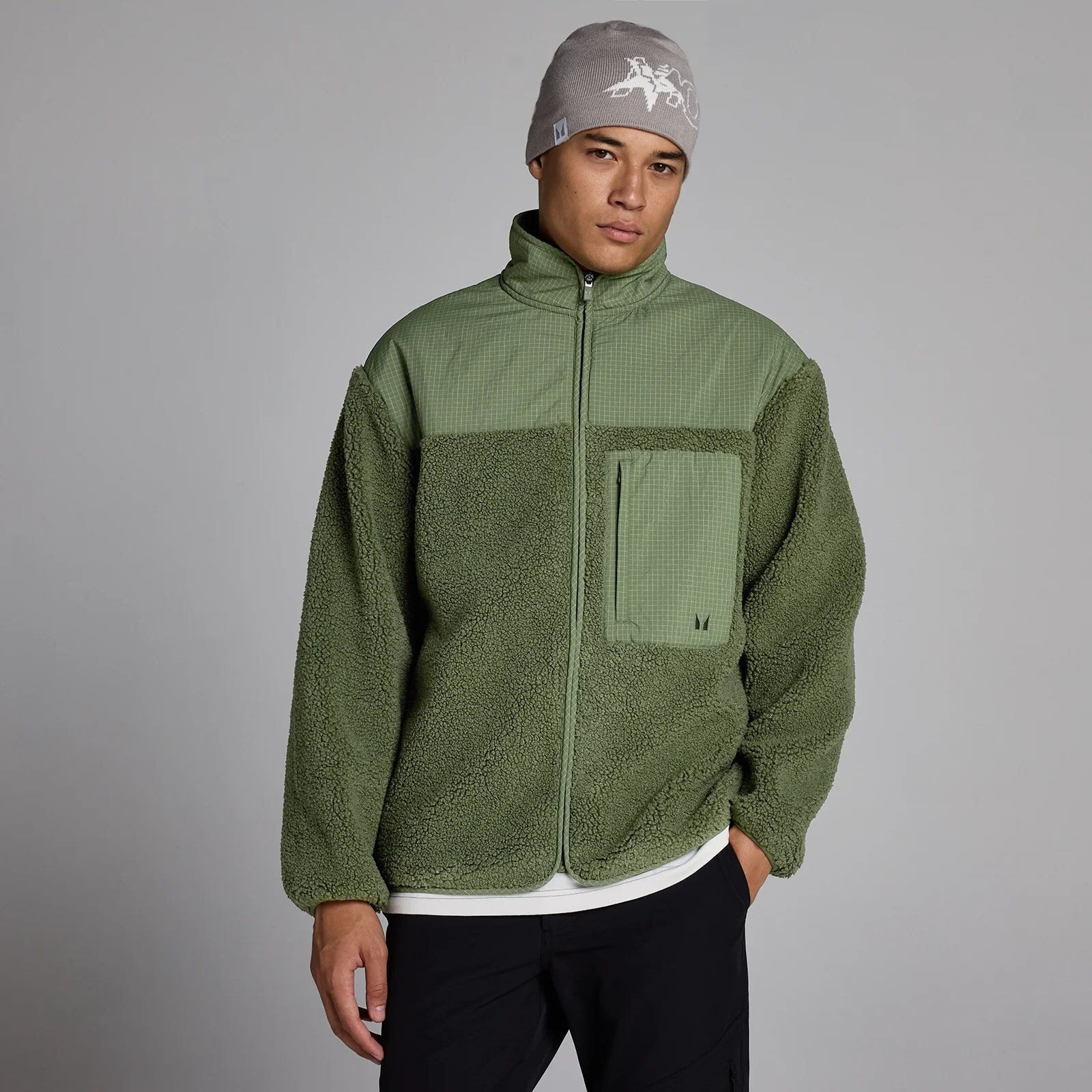 MP Men's Borg Fleece - Washed Olive - XS Image 1