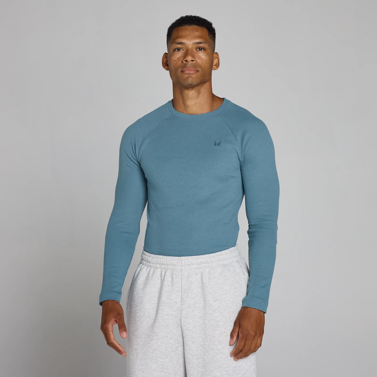 MP Men's Lift Ribbed Muscle Fit Long Sleeve Top - Midnight Slate - XS Image 1
